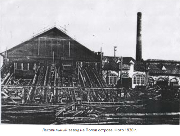 Лесопильный завод на Попов острове. Фото 1930 г