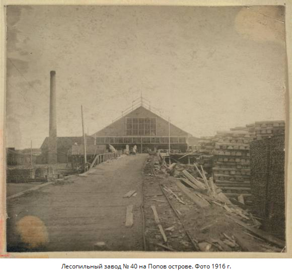 Лесопильный завод № 40 на Попов острове. Фото 1916 г.
