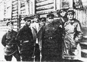 Начстрой Френкель, Нач. ГУЛАГа Берман, Нач. южного участка ББЛАГа Афанасьев (справа налево)
