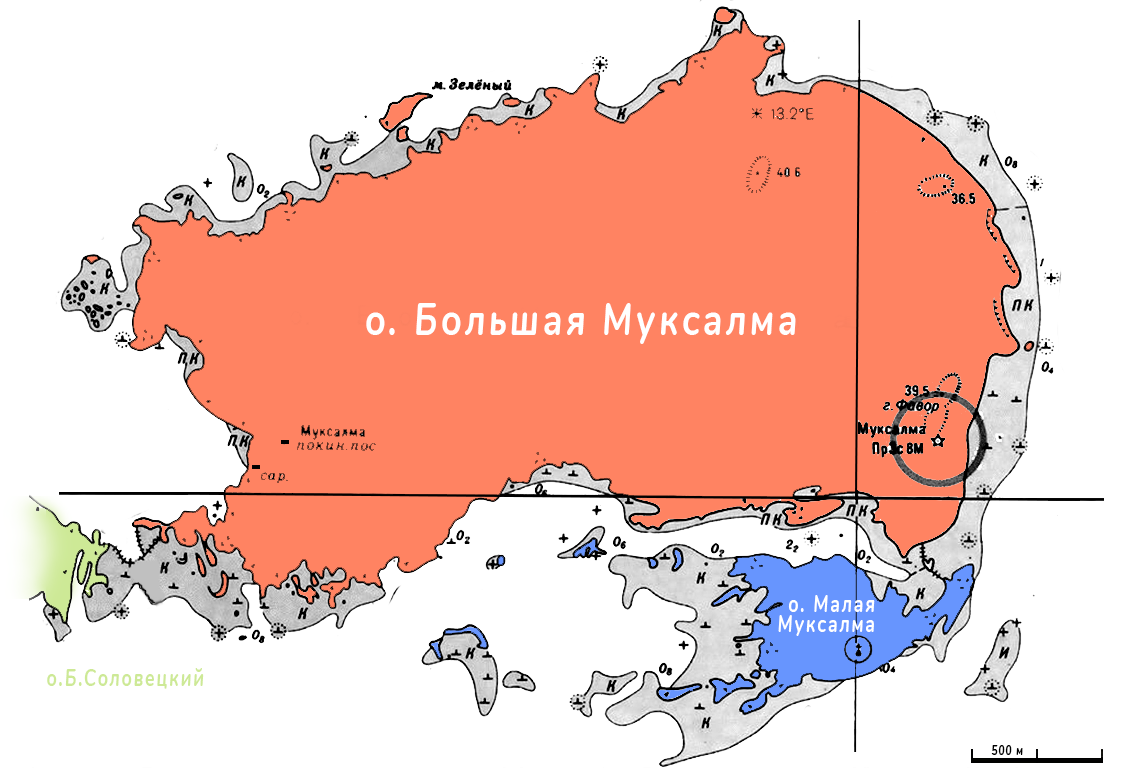 Карта-схема островов Б. Муксалма и М.Муксалма