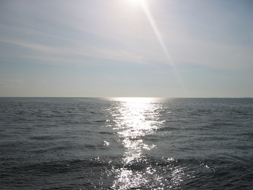 Световой столб над морем. Фото И.Антипенкова. 2006